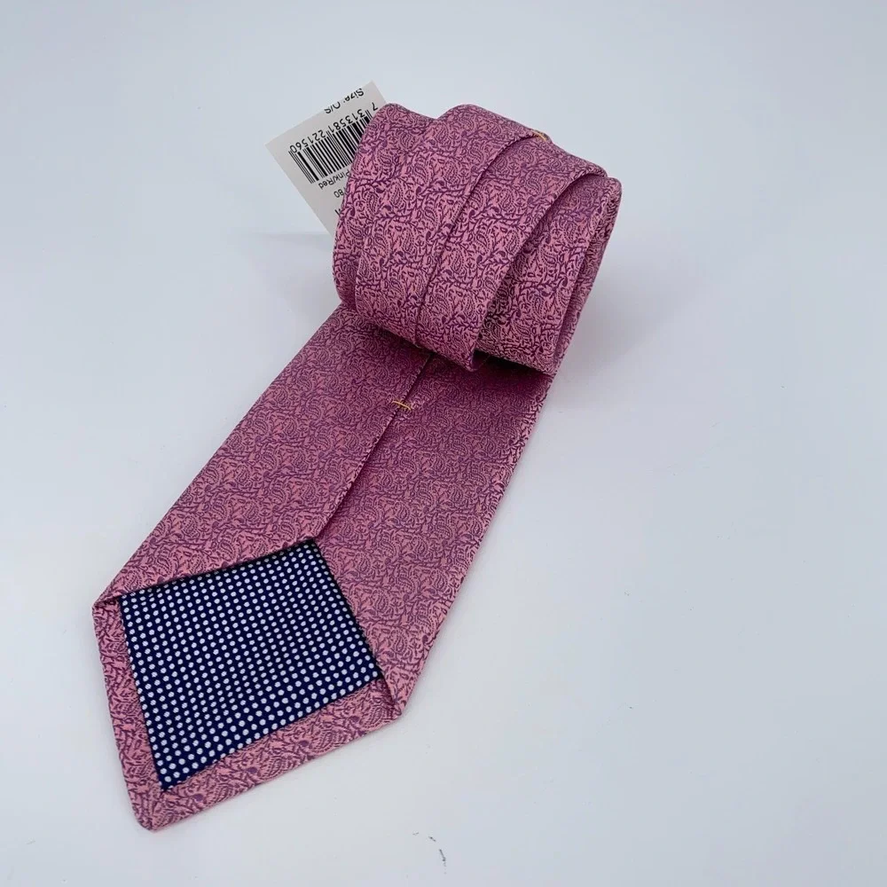 Eton Tie Mens One Size Pink Purple Paisley Silk Classic Necktie England Made NWT